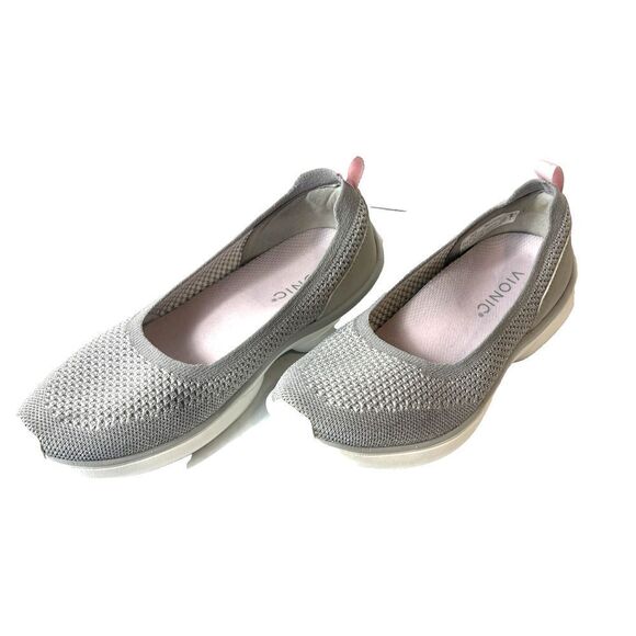 Vionic Womens 6 Slip On Knit Gray Glitter Comfort Casual Rubber Sole Shoe KALLIE - Picture 2 of 9